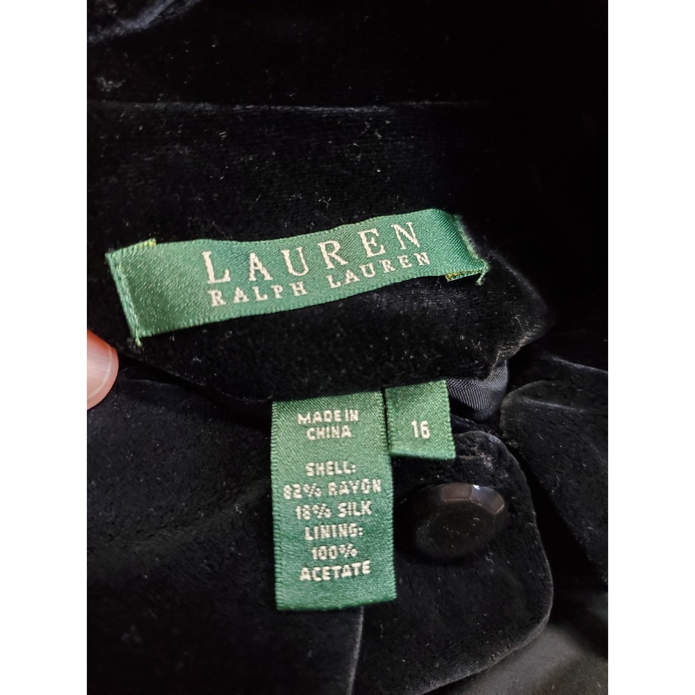 Lauren Ralph Lauren Black Velvet Button-Front Blazer - Picture 8 of 11